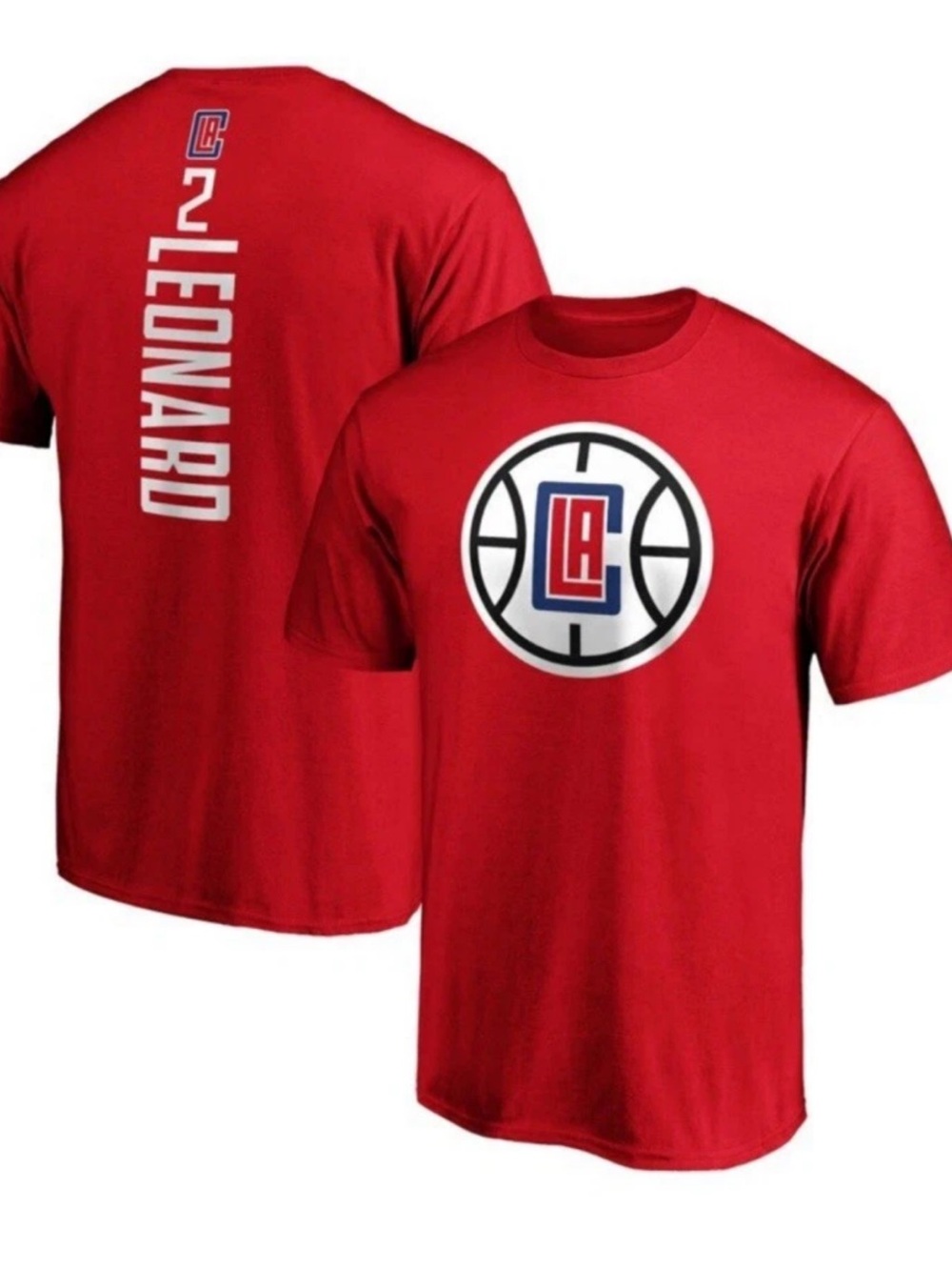 LA Clippers Fanatics #2 Leonard Short Sleeve T-Shirt Mens Size Medium New Red